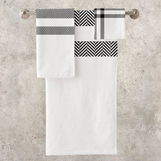 Chique zwart-wit modern patroon bad handdoek