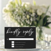 Chique zwart wit moderne bruiloft vriendelijk antw RSVP kaartje