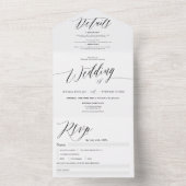 Chique zwart wit moderne kalligrafie bruiloft all in one uitnodiging (Binnen)