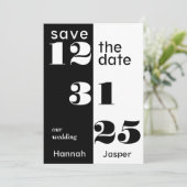 Chique Zwart & Wit Nieuwjaarsavond Bruiloft Save The Date (Staand voorkant)