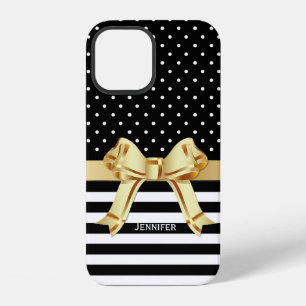 Chique zwart-wit patronen iPhone 12 hoesje
