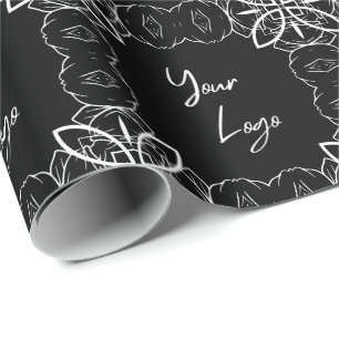 Chique Zwart Wit Patroon Aangepast Zakelijk Logo Cadeaupapier