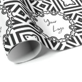 Chique Zwart Wit Patroon Custom Business Logo Cadeaupapier (Rol Hoek)