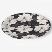 Chique zwart-wit poinsettia papieren bordje (Gekanteld)