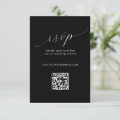 Chique Zwart & Wit Romantisch Script Huwelijk QR C RSVP Kaartje (Staand voorkant)