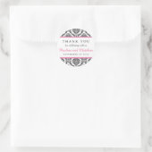 Chique Zwart & Wit Roze Damask Bruiloft Dank u Ronde Sticker (Tas)
