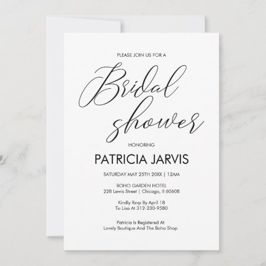 Chique zwart & wit script belettering Vrijgezellen Kaart (Voorkant)