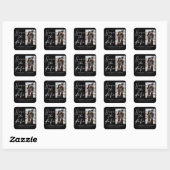 Chique Zwart Wit Script Koppel Foto Save the Date Vierkante Sticker (Vel)