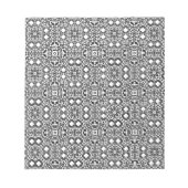 Chique zwart wit sierlijk patroon accessoires tren notitieblok (Voorkant)