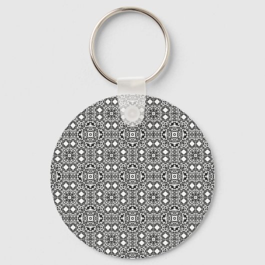 Chique zwart wit sierlijk patroon accessoires tren sleutelhanger (Voorkant)