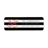 Chique Zwart & Wit Strepen Goud Home Sweet Home Etiket (Voorkant)