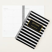 Chique zwart & wit strepen goud stijlvol elegant planner (Display)