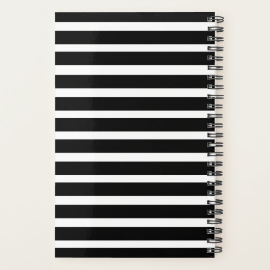 Chique zwart & wit strepen goud stijlvol elegant planner (Achterkant)