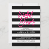 Chique zwart-wit strepen roze Vrijgezellenfeest Kaart (Voorkant)