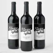 Chique zwart-wit thema feest wijn etiket (Flessen)