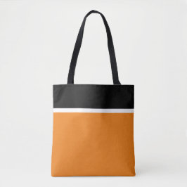 Chique zwart wit top strepen Oranje kleurenblok Tote Bag