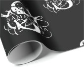 Chique Zwart & Wit Verdrietig Script Monogram Cadeaupapier (Rol Hoek)