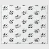 Chique Zwart & Wit Verdrietig Script Monogram Cadeaupapier (Vlak)