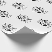 Chique Zwart & Wit Verdrietig Script Monogram Cadeaupapier (Hoek)