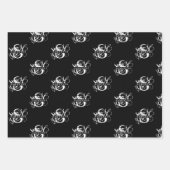 Chique Zwart & Wit Verdrietig Script Monogram Inpakpapier Vel (Voorkant 3)