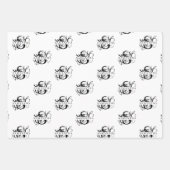 Chique Zwart & Wit Verdrietig Script Monogram Inpakpapier Vel (Voorkant 2)