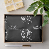 Chique Zwart & Wit Verdrietig Script Monogram Tissuepapier (Geschenk)