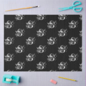 Chique Zwart & Wit Verdrietig Script Monogram Tissuepapier (Craft)
