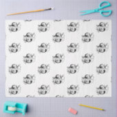 Chique Zwart & Wit Verdrietig Script Monogram Tissuepapier (Craft)