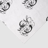 Chique Zwart & Wit Verdrietig Script Monogram Tissuepapier (Detail)