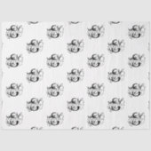 Chique Zwart & Wit Verdrietig Script Monogram Tissuepapier (Voorkant)