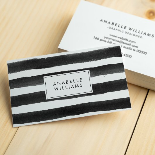 Chique zwart-wit verf strepen visitekaartje