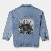 Chique zwart-wit Waterverf bloemenschilderij Denim Jacket (Achterkant)