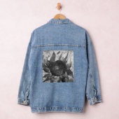 Chique zwart-wit Waterverf bloemenschilderij Denim Jacket (Hangar)