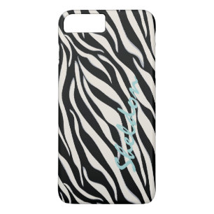 Chique zwart-wit zebraprint monogram 	iPhone 8/7 plus hoesje