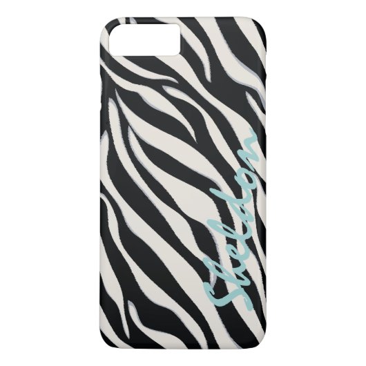 Chique zwart-wit zebraprint monogram Case-Mate iPhone case (Achterkant)