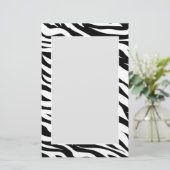 Chique zwart-wit zebraprint safari verjaardagsfees briefpapier (Staand voorkant)
