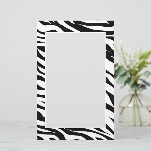 Chique zwart-wit zebraprint safari verjaardagsfees briefpapier (Staand voorkant)
