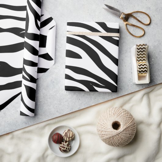 Chique zwart-wit zebraprint safari verjaardagsfees cadeaupapier (Crafts)