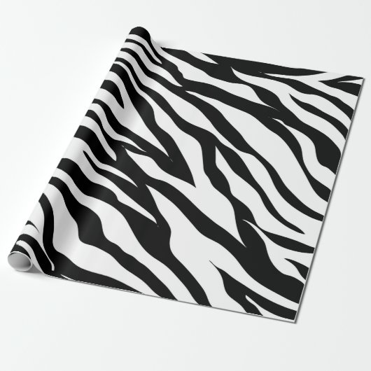 Chique zwart-wit zebraprint safari verjaardagsfees cadeaupapier (Uitgerold)