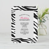 Chique zwart-wit zebraprint safari verjaardagsfees kaart (Staand voorkant)