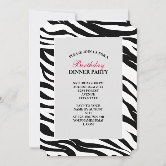 Chique zwart-wit zebraprint safari verjaardagsfees kaart (Voorkant)