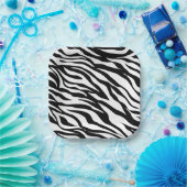 Chique zwart wit zebraprint safari verjaardagsfees papieren bordje (Feest)