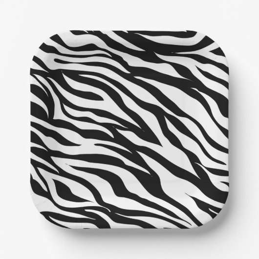 Chique zwart-wit zebraprint safari verjaardagsfees papieren bordje (Voorkant)