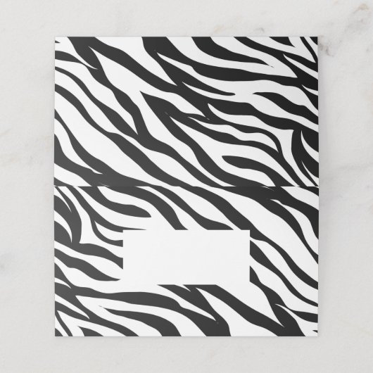 Chique zwart-wit zebraprint safari verjaardagsfees plaatskaartje (Buitenkant ongevouwen)