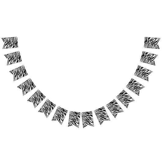 Chique zwart wit zebraprint safari verjaardagsfees vlaggetjes (Alle)