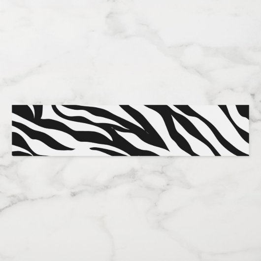 Chique zwart-wit zebraprint safari verjaardagsfees waterfles etiket (Enkel label)