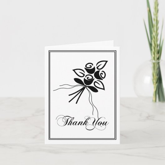 Chique zwart-witte bloem elke gelegenheid Dank u Notitiekaartje (Voorkant)