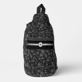 Chique zwart-witte bloem gepersonaliseerd sling bag (Voorkant)