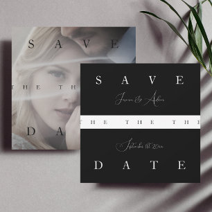 Chique Zwart Witte Eenvoudige Foto Huwelijk Save The Date