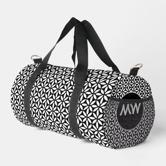 Chique zwart-witte monogram plunjezak (Rechterhoek)